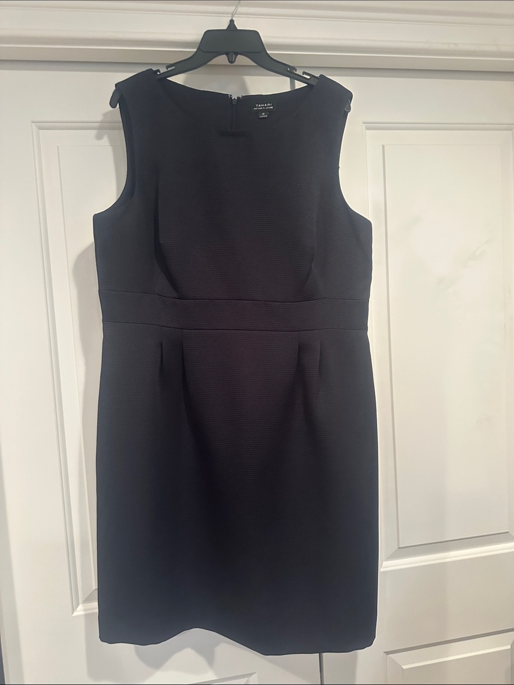 Tahari ASL Black Sleeveless Sheath Dress with Waistband Detail